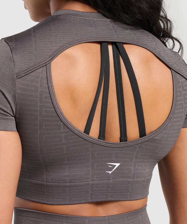 Adapt Monogram Seamless Ruched Crop Top - Image 6