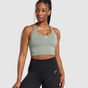 Marl Racer Crop Tank With Shelf