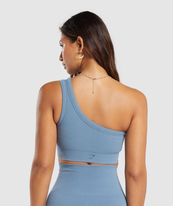 Ribbed Cotton Seamless One Shoulder  Bra - Image 2
