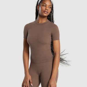 Ribbed Cotton Seamless T-Shirt