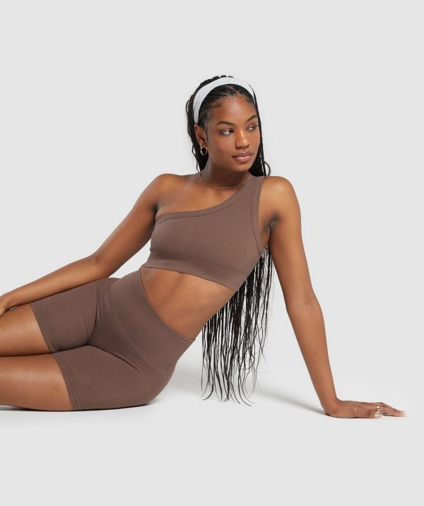 Ribbed Cotton Seamless One Shoulder Bra - Image 4