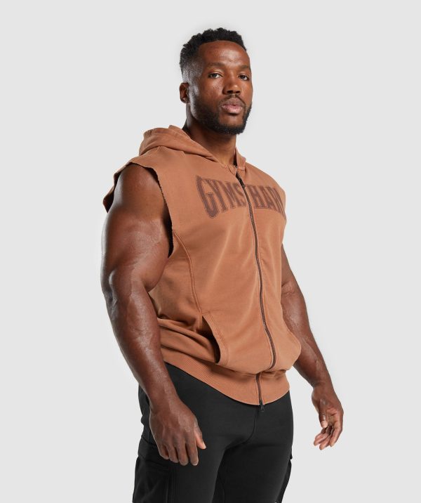 Heritage Washed Sleeveless Zip Up Hoodie - Image 3