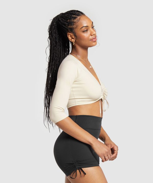 Ruche 3/4 Sleeve Crop Top - Image 3
