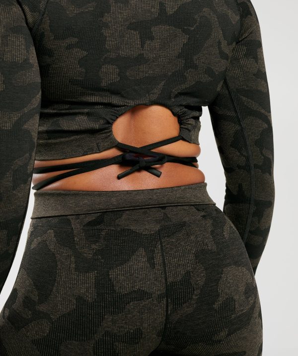 Adapt Camo Seamless Ribbed Long Sleeve Crop Top - Image 6