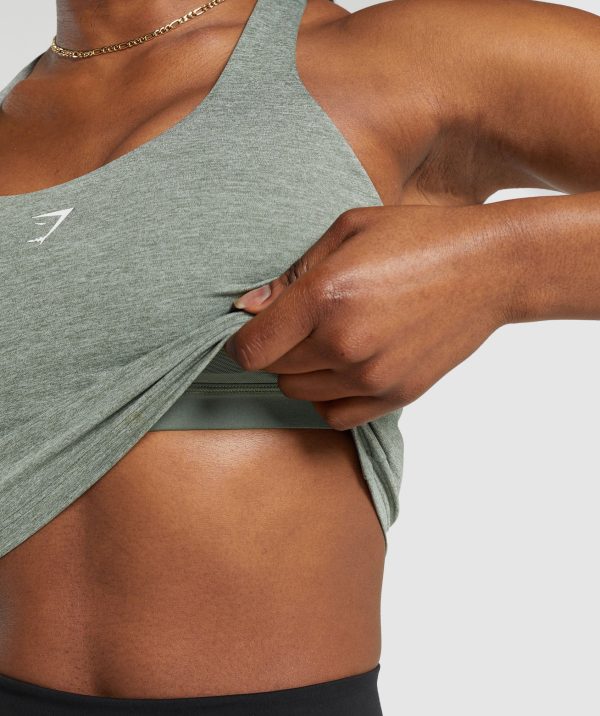 Marl Racer Crop Tank With Shelf - Image 5
