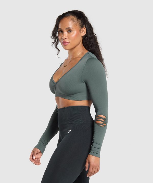 Gains Seamless Distressed Super Crop Top - Image 3