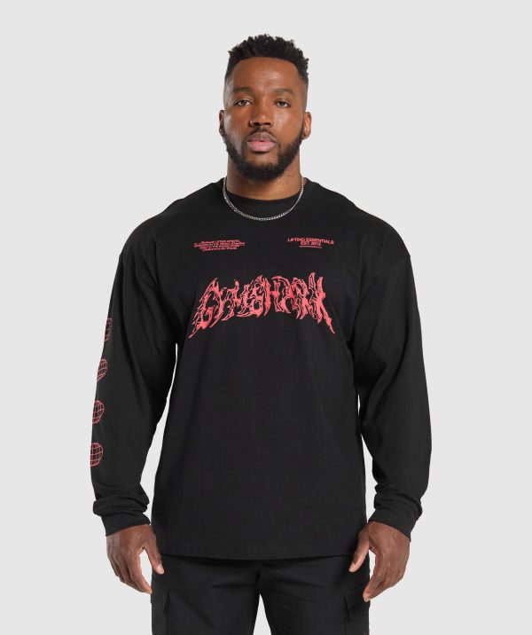 Metal Lifting Graphic Long Sleeve T-Shirt - Image 2