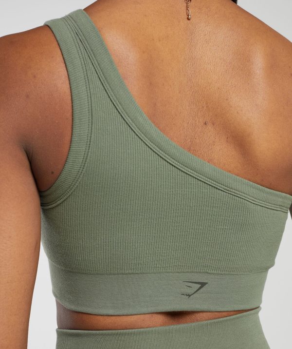 Ribbed Cotton Seamless One Shoulder  Bra - Image 6